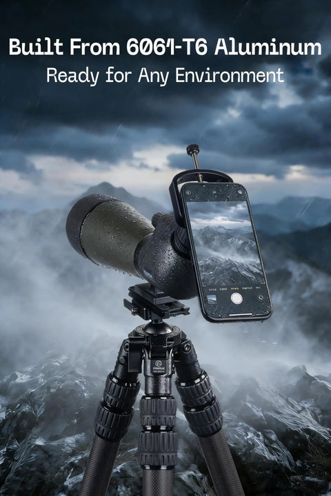 Phone Digiscoping Adapter For Telescopes And Spotting Scopes With A 2.16 Inch Eyepiece Max Magnetic Snap On Mount Fits Most Smartphones For Bird Watching Star Gazing And On The Go Nature Photography, 6061-T6 aluminum, on telescope with iPhone