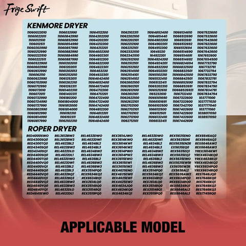 Model compatibility chart for Upgraded 279838 W10724237 Dryer Heating Element Pro Grade 5400W 240V Nickel Chromium Replacement