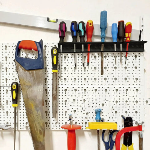 Heavy Duty Screwdriver Holder Wall Mount With 23 Holes, 12.6 Inch Long Tool Organizer Rack For Garage, Workshop Or Shed, Pegboard Storage For Screwdrivers And Pliers, No Screwdrivers Included