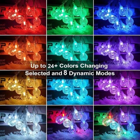 Battery Operated String Lights With 24 Color Changing Modes, 15Ft Long, 30 LED USB Powered Fairy Lights lit in various colors