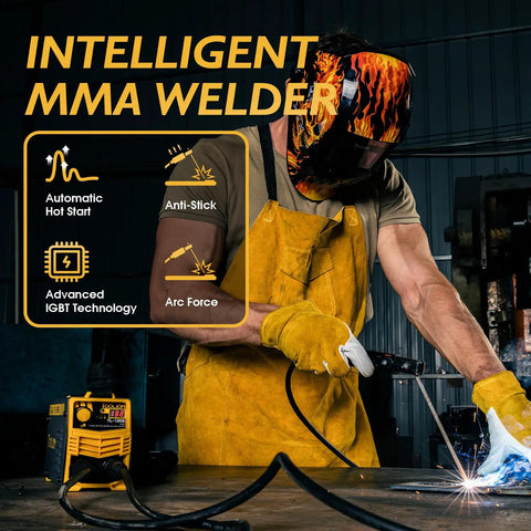 Person welding with Dual Voltage Workhorse 110/220V Stick Welder With Digital Display And IGBT Inverter 195A MMA Welder