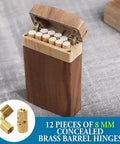 Badass Slick Brass Barrel Hinges 12 Pack 8mm Concealed 180 Degree Cabinet Hinges For Jewelry Boxes Woodworking DIY Crafts in wooden box.