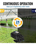 Top Shelf Brushless 110 Volt AC Water Pressure Transfer Pump 6.0 GPM 55 PSI operating in daytime irrigation setup