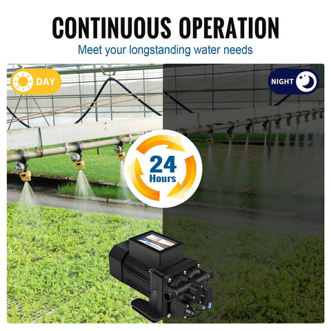 Top Shelf Brushless 110 Volt AC Water Pressure Transfer Pump 6.0 GPM 55 PSI operating in daytime irrigation setup