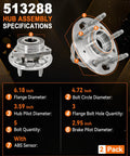 2Pcs 513288 Front Or Rear Wheel Bearing Hub Assembly with specifications displayed, fit for Chevy Impala Malibu Buick GMC Cadillac 5-lug