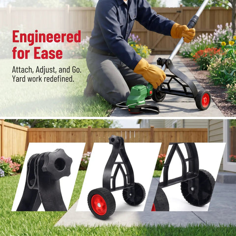 Universal String Trimmer Wheel Support Attaches To Any Weed Eater Turning It Into A Lawn Edger for easy lawn maintenance