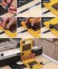 Adjustable Extended Double Featherboard Set Woodworking Track Safety Device Heavy Duty Abs Build With Quick Wedge Lock Hardware For Table Router Fences Built Tough Woodshop Essential That Makes Millwork A Breeze, showing installation steps.