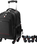 Rolling backpack with 4 wheels, black water-resistant underseat luggage (18x14x8), Amazon