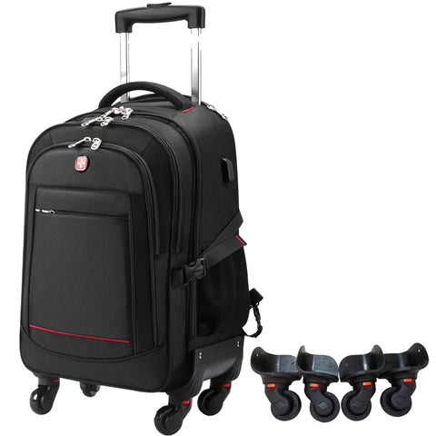 backpack suitcase laptop KROSER 18.4 Inch TSA Black / Gray On Spinner is designed for ultimate maneuverability with 4 Travel Laptop Backpack, Business Slim