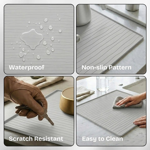 Moonstone Grey 2 Pack Washer And Dryer Top Cover Protectors 25 By 25 Inches Waterproof Silicone Dust Guards close-up features.