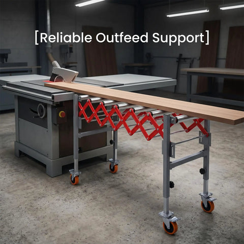 Heavy Duty Adjustable Roller Stand With Expandable Conveyor Rollers For Woodworking Hella Sturdy At 600 Pounds Telescoping Outfeed Table Moves Lumber Like A Dream Across Your Workshop Bench