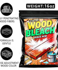 Pro Level Oxalic Acid Wood Bleach One Pound Powder Blend packaging showing 16oz size for stain removal from wood surfaces.