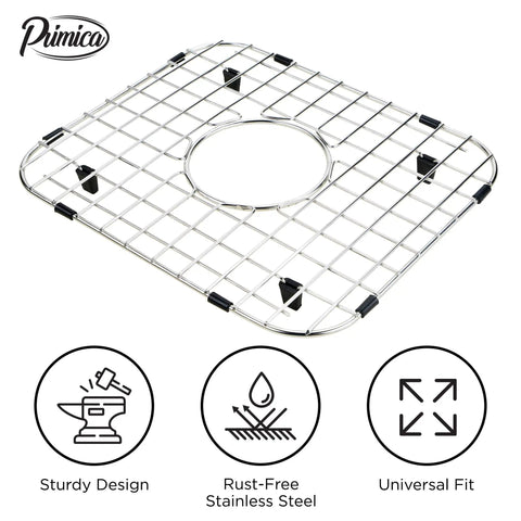 Heavy Duty Stainless Steel Sink Grids 13 5/8 By 11 5/8 Inches, 2 Pack Center Drain Hole Rust Resistant Kitchen Sink Protectors
