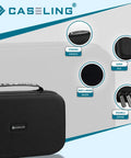 Hard EVA Travel Case For Howard Leight Impact Sport Earmuffs And Genesis Safety Glasses showing handle, lining, and zipper