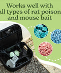 Heavy Duty Small Mouse Bait Stations With Secure Locks For Indoor Or Outdoor Pest Control And Discreet Rat And Mouse Bait Block Holders In A Practical 12 Pack Bundle To Kick Those Nasty Critters Out, open showing bait.