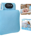 Ultimate Baby Sleep Soother With Three Adjustable Vibration Modes And 90 Minute Timer, blue pad shown in crib with packaging.