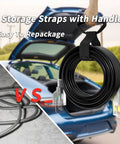 Beefy Heavy Duty 25 Ft 10 Gauge Outdoor Extension Cord with lighted indicator, storage handle against open car trunk.