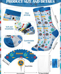 Twelve Pairs Men's Mechanic Socks Gift Set With Dope Cupcake And Gear Patterns, featuring white socks with gear designs.