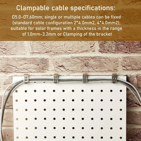 Heavy Duty Stainless Steel Solar Wire Clips For Outdoor Setup And Yard Work Fits 0.2 To 0.3 Inch Cable Slick on pegboard wall.