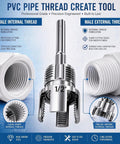 Tepvoker Pvc Pipe Threader Kit With Internal And External Threading Dies For 1/2 Inch showing internal and external thread cutting tools.