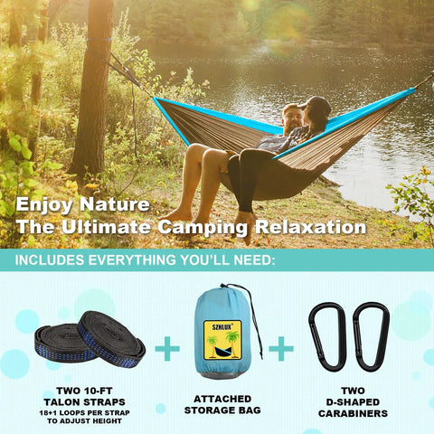 Versatile Camping Hammock For One Or Two Portable And Lightweight Includes Two Tree Straps And Built In Carry Bag
