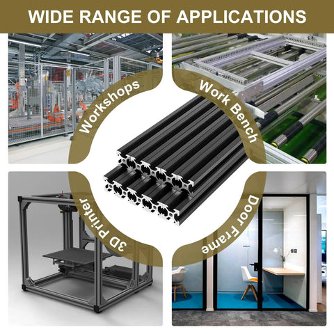 Image of V Slot Aluminum Extrusion European Standard 2020 Series 1500 mm Anodized Linear Rail with applications in workshops, workbench, 3D printer, and door frame