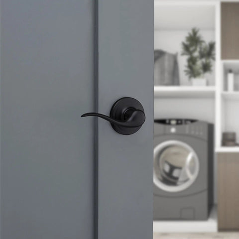 Tustin Interior Passage Door Handle Lever For Closet And Hallway Doors, Reversible Non Locking Matte Black With Microban Protection