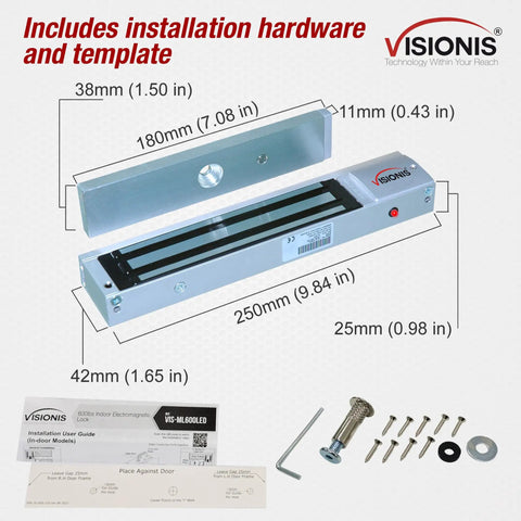 Indoor 600 Pound Holding Force Outswinging Electromagnetic Door Lock With LED Sensor For Door Access Control System 12V 24V