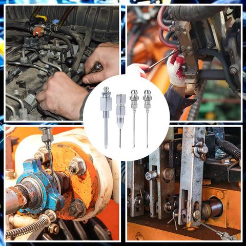 5 Piece Heavy Duty Pro Grade Grease Gun Needle Tip Kit with Hardened Steel Needles Dispenser Filling Nozzle in use
