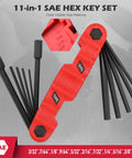 Your Go To 11 Piece Folding Hex Key Set SAE Three Thirty Seconds To One Half Inch Heavy Duty Allen Wrench Set Portable Red