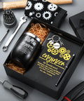 Engineers Week Gift Set For Men And Women Includes 12 Oz Stainless Steel Tumbler With Lid And Straw Socks Keychain Notebook And Pen In Gift Box For Aerospace Mechanical Electrical Civil Engineering Gearhead Approved displayed in box.