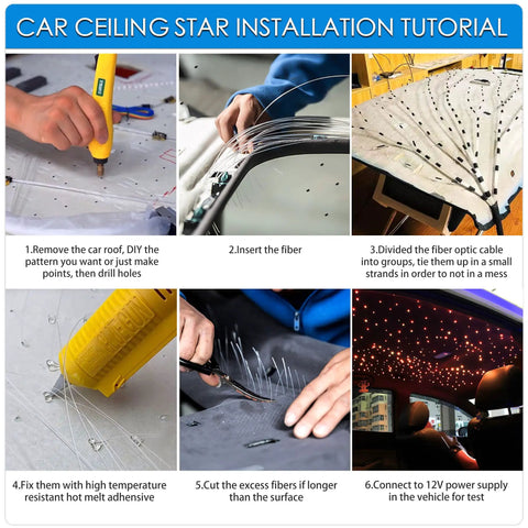 Installation guide for Dope Sound Activated Starlight Headliner Kit With 150 Fiber Strands, 6.5Ft Long 0.03In Optic Fibers for cars
