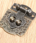 Antique Bronze Cabinet Hinges With Lock Latch Hasp 2 Pack For Wooden Boxes And Cupboards vintage floral design detail