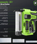 24V 18 Gauge Brushless Cordless AirStrike Brad Nailer Tool Only With Fast Jam Release Lightweight Under 6 Lbs Belt Clip
