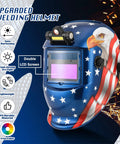 Auto Darkening Welding Helmet With LED Light True Color Solar Powered Welder Hood Adjustable Shade 4/9-13 Blue Eagle II design