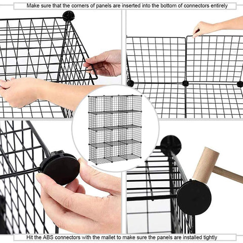 Wire Cube Storage Organizer For Home And Office, 12 Cube Metal Grid Shelving System assembly steps and tools