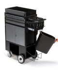 BadAss 3 Drawer Welded Steel Cart for Hvac and Trades Slick Narrow Profile Mobile Equipment Carrier Heavy Duty Build No Tools Needed Quick Setup Rolling Locking Casters Carry Up to 250 Pounds with open drawer and removable bin.