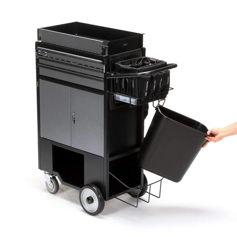 BadAss 3 Drawer Welded Steel Cart for Hvac and Trades Slick Narrow Profile Mobile Equipment Carrier Heavy Duty Build No Tools Needed Quick Setup Rolling Locking Casters Carry Up to 250 Pounds with open drawer and removable bin.