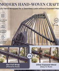 Close-up of Outdoor Egg Chair Without Stand With Cushion, showing weather resistant rattan hand-woven details.