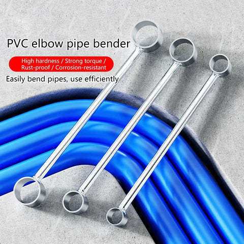 Heavy Duty High Carbon Steel PVC Pipe Bender with three polished tools for bending pipes easily and efficiently.