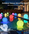 Huge 16 Inch RGB Night Light Ball With Remote Control Color Changing Waterproof Glow decor on outdoor pool at night