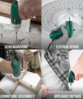 Straight Up 3.6V USB Rechargeable Electric Screwdriver Cordless Automatic Driver Lightweight DIY Workhorse Built For No Sweat Home Repairs And Quick Furniture Assembly In Green used in electrical repairs and furniture assembly.