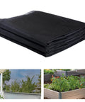 Stronger Garden Mesh Netting For Outdoor Plants And Veggies 10 X 12 Ft Black PP Nanocomposite Bird Barrier And Mosquito Screen Fits Patios Balconies Terraces With 33 Percent Shade Tear Resistant And Durable. Folded stack of black mesh netting with outdoor installation examples on patio and garden bed.