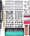 All In One Corded Engraving Tool Kit With Micro Engraver Etching Pen For Jewelry Glass Wood Metal Plastic Diy Rotary Tool Set Including 82 Accessories And 24 Stencils Scriber