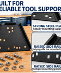 Quick Release Bench Plate Kit For Lee Precision Reloading Press strong steel plate with raised side rails and hardware for mounting.
