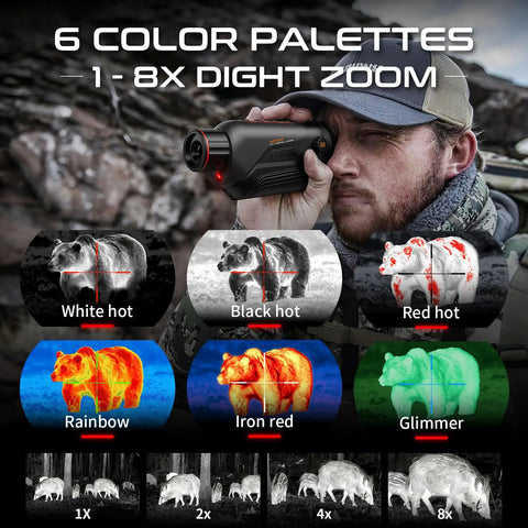 Man using Thermal Imaging Monocular For Hunting Gear And Wildlife Observation 384x288 Sensor With 50 Hz Refresh Rate 25mm Lens