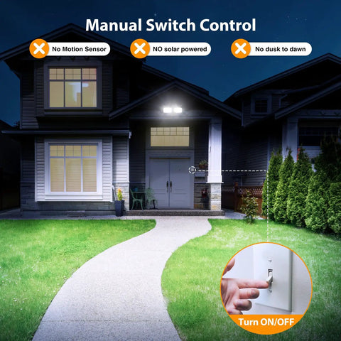 Top Shelf Sleek Dual Head Led Flood Light Badass Bright 6500K Daylight Security Spotlight Wall Mounted All Season Exterior Fixture With Simple Flip Switch For Yard Driveway Parking Lot
