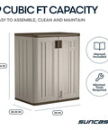 36-Inch Resin Base Garage Storage Cabinet In Platinum, Garage-Ready Build With Double Wall Construction shown with dimensions