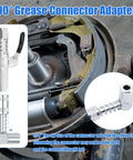 Close-up of Grease Gun Accessory Kit With Two Needle Nozzles, Two Dispensers Straight And Curved, in auto machinery setup