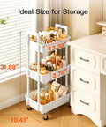 Three Tier Rolling Cart Organizer With Lockable Wheels And Reinforced Handle beside a dresser with beauty products